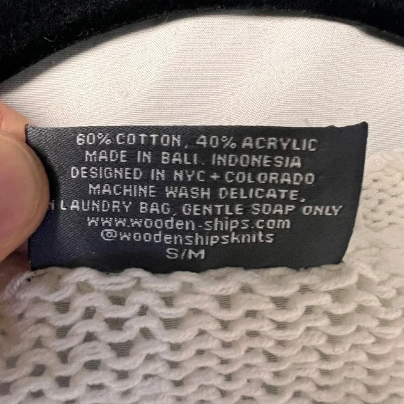 Wooden Ships Paola Buendia Peace Sign American Flag Knit Sweater White S/M 6012 - Picture 4 of 8